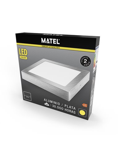 Downlight Led Superf Cuadr Plata 12w Ca