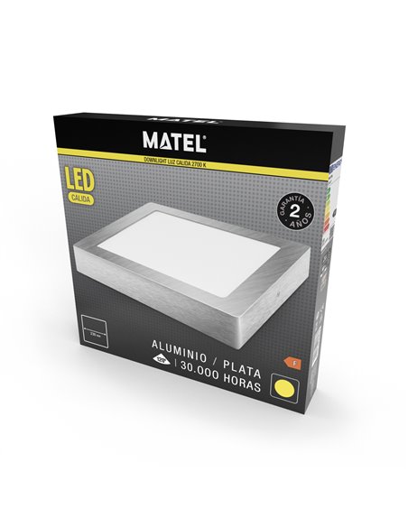 Downlight Led Superf Cuadr Plata 12w Ca