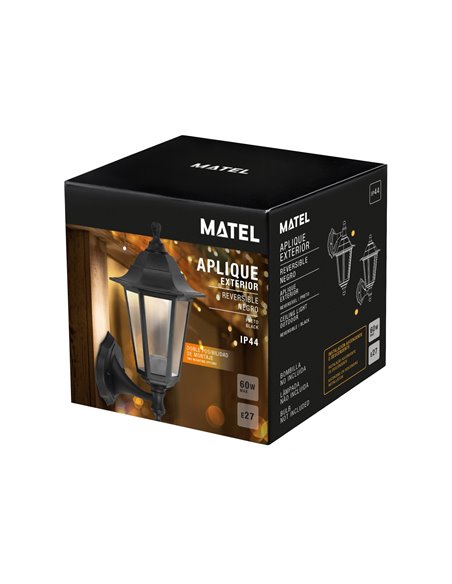 Aplique Negro Exter ReVersible Ip44 E-27