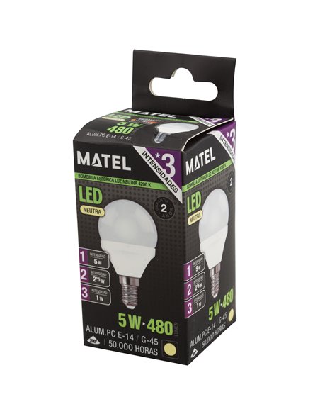 Bomb Led Esferica 3 Intensid E14 5w Neu