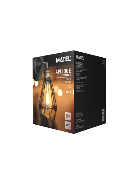 Aplique vintage pared e-27 matel 100x190mm