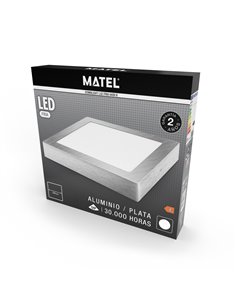 Downlight led superficie cuadrado plata matel 6w fría 2