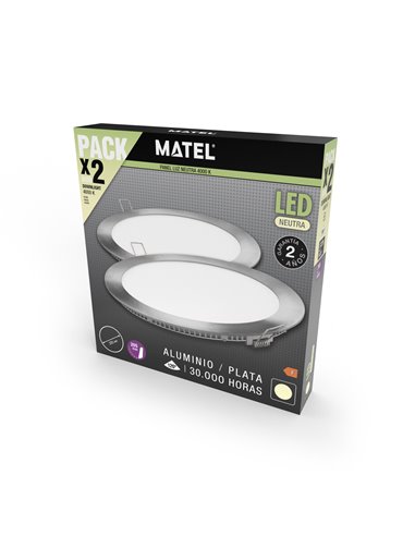 Downlight Led Redondo Plata 18w N 2unid
