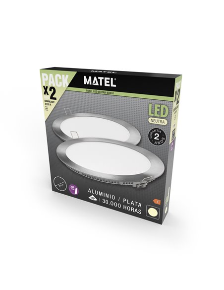Downlight Led Redondo Plata 18w N 2unid