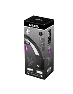 Aplique Led Sensor Ip54 Negro 10w F 2