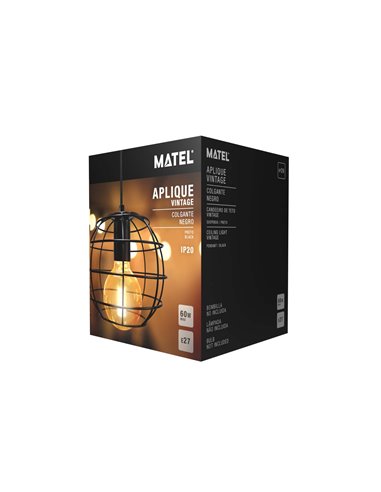 Aplique vintage colgante e-27 matel redondo