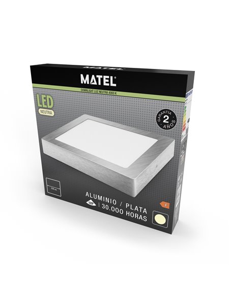 Downlight Led Superf Cuadr Plata 6w Ne