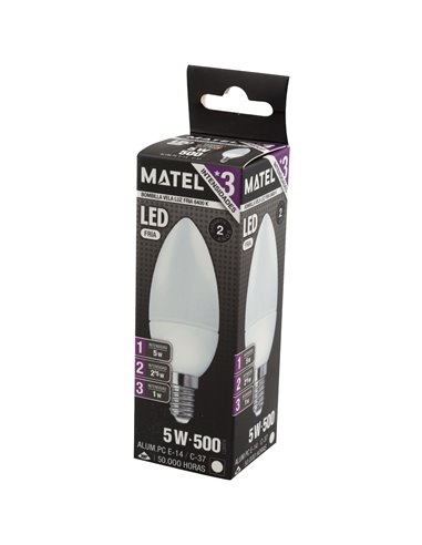 Bombilla led vela matel 5w e14 fría (3 intensidades)