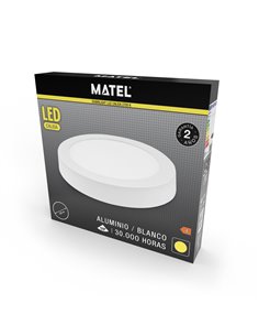 Downlight led superficie redondo blanco matel 12w cálida 2