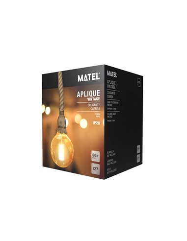 Aplique Vintage Colgante E27 Cuerda 1m
