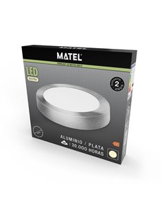 Downlight led superficie redondo plata matel 6w neutra 2