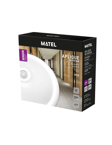 Aplique Led Sensor Superficie Ip20 2xe27