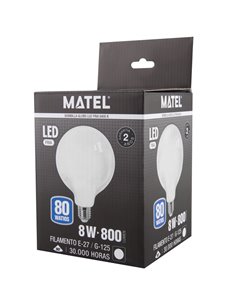 Bombilla led filamento matel e27 g120 8w fría opal 2