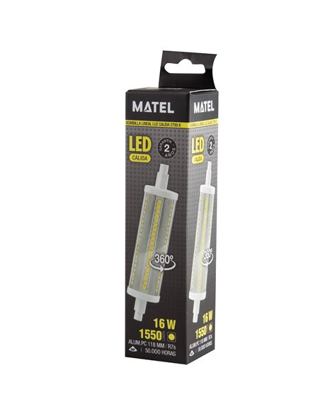 Lâmpada LED linear Matel 118mm R7S 16W 2700K