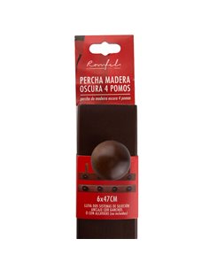 Percha Madera Oscura 4 Pomos Puerta 2