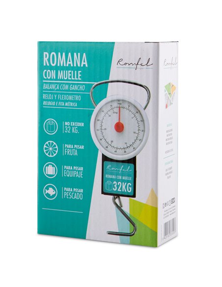 Romana Muelle 32 Kg Reloj Y Flexometro