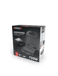 Sandwichera 2pcs Inox 750w Kuken 2