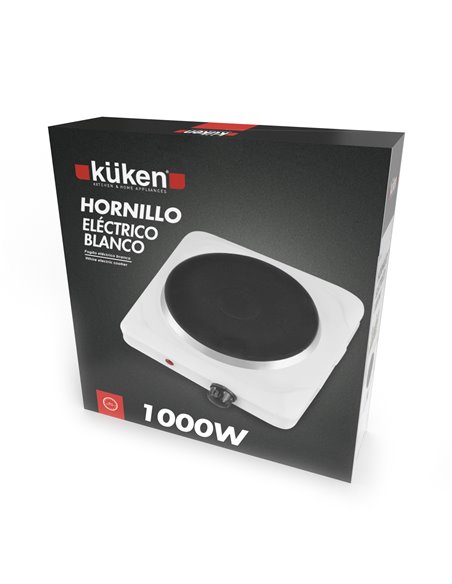 Hornillo Elec 1000w P/Bl Blanco Kuken