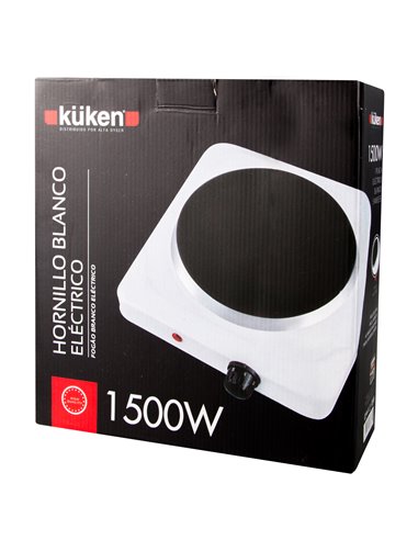 Hornillo Elec 1500w P/Bl Blanco Kuken