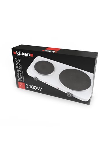 Hornillo Elec 2500w P/Bl Blanco Kuken