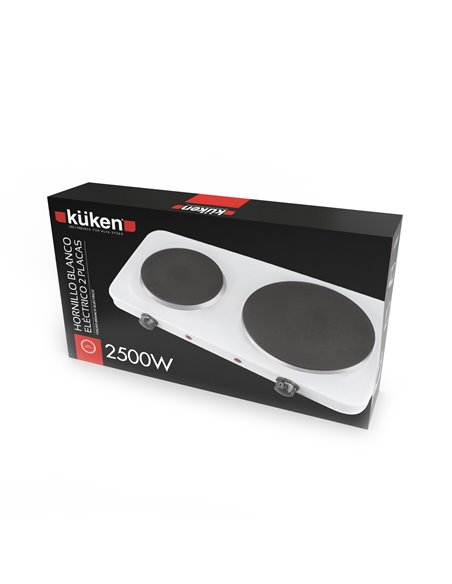 Hornillo Elec 2500w P/Bl Blanco Kuken
