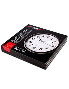 Reloj Kuken Blanco/Negro Redondo 30cm 2