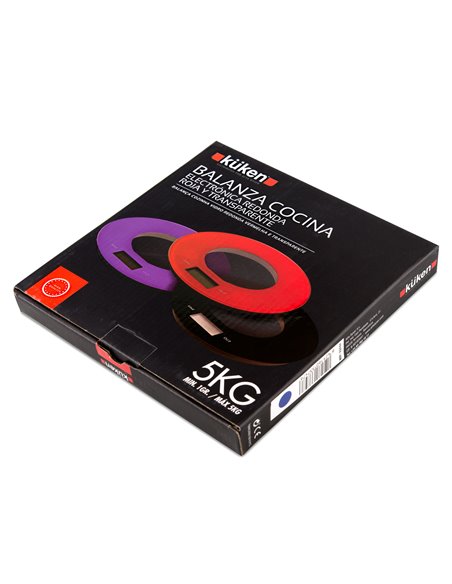 Balanza cocina electrónica redonda 5kg roja küken