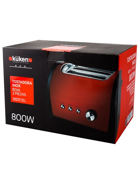 Tostadora 2 ranuras 800w red küken