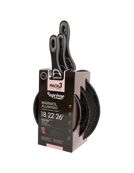 Sarten Al Marmol 3pcs 18-22-26 Cm