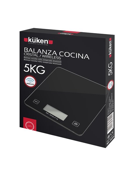 Balanza cocina electrónica cristal bluetooth 5kg küken