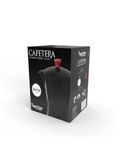 Cafetera aluminio negra inducción 6 tazas 2