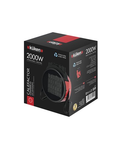 Calefactor cerámico profesional 2000w con termostato