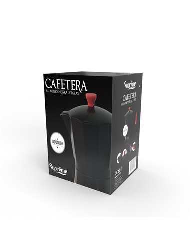 Cafetera aluminio negra inducción 9 tazas