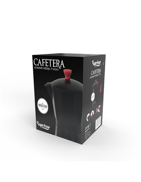 Cafetera Induccion Aluminio Negra 9taza