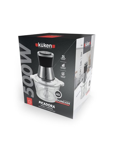 Picadora 500w Vaso Cristal 2l