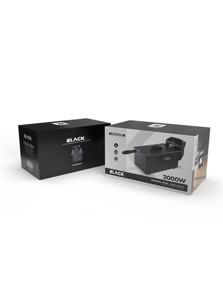 Freidora inox 2000w 3.0l kuken negro mate
