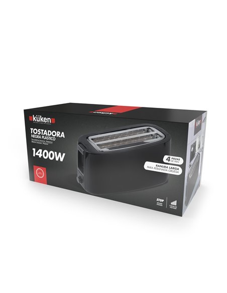 Tostadora Plastico 4pc 1400w Grandenegra