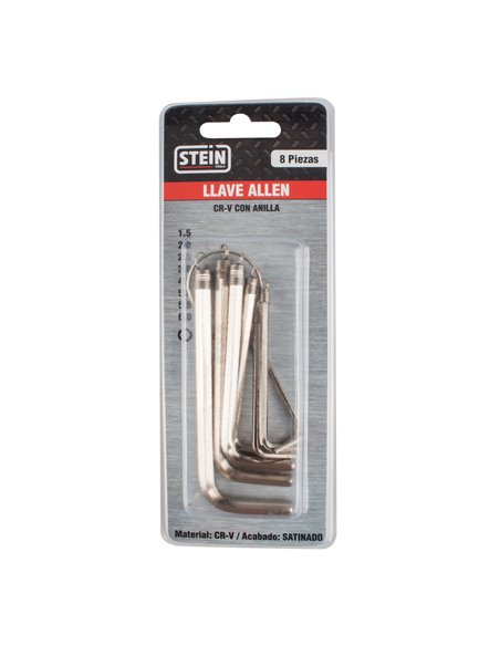 Juego llave allen stein carbono con anilla 10 piezas