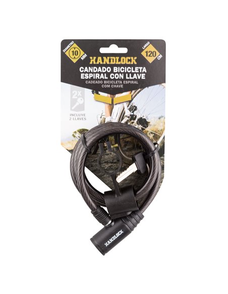 Candado Bici Espiral LlaVe 10mmx120cm