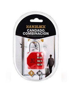 Candado Combin Handlock 3 Num 30 Rojo 2