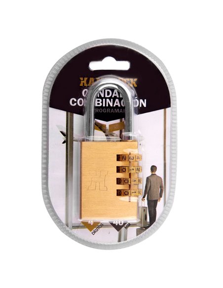 Candado combinación latón handlock 4 números 40mm