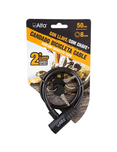 Candado Bici Espiral LlaVe 12mmx180cm