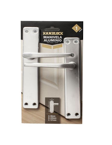 Manilla Aluminio Placa 220mm Cuadr 8mm