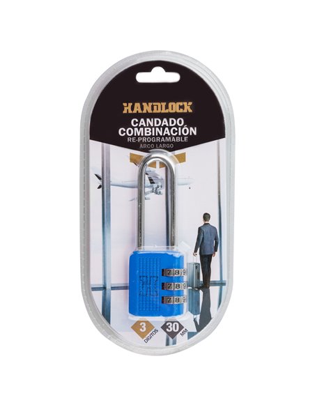 Candado Combin Handlock 3 Num A/L Azul