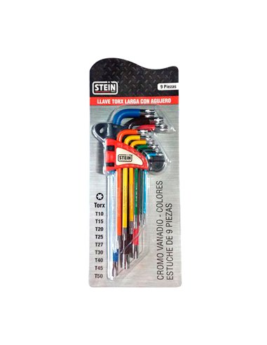 Juego llave torx stein larga cr-v con agujero 9 piezas colores