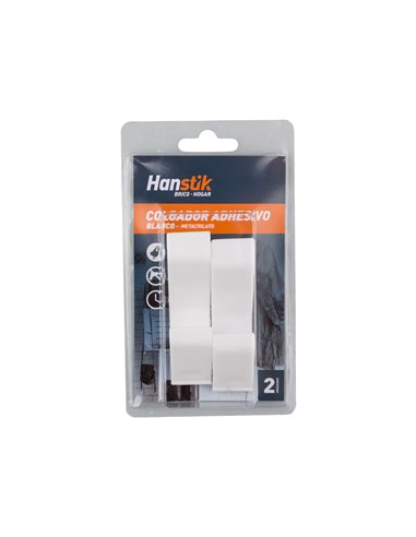Cabide adesivo Hanstik 20x85mm branco (2 unidades)