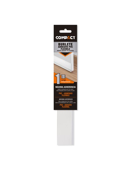 Burlete adhesivo pvc flexible 1m x 38mm blanco