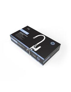 Monomando fregadera caño goma flexible blanco 2