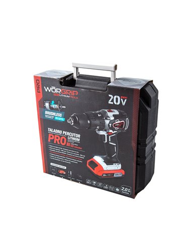 Taladro percutor brushless worgrip 20v 1 batería 2.0ah