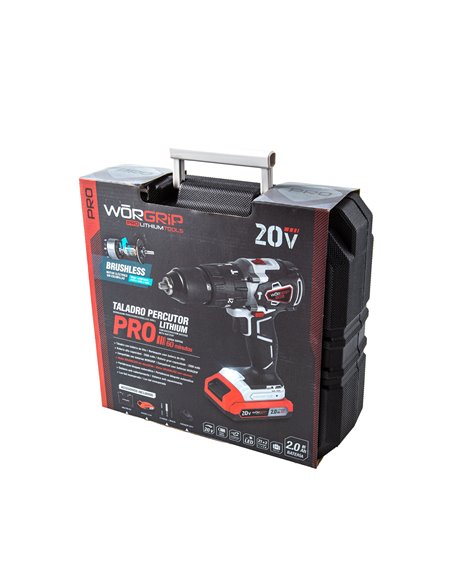 Taladro percutor brushless worgrip 20v 1 batería 2.0ah